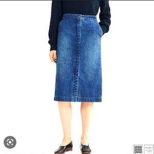 Uniqlo women cotton midi skirt